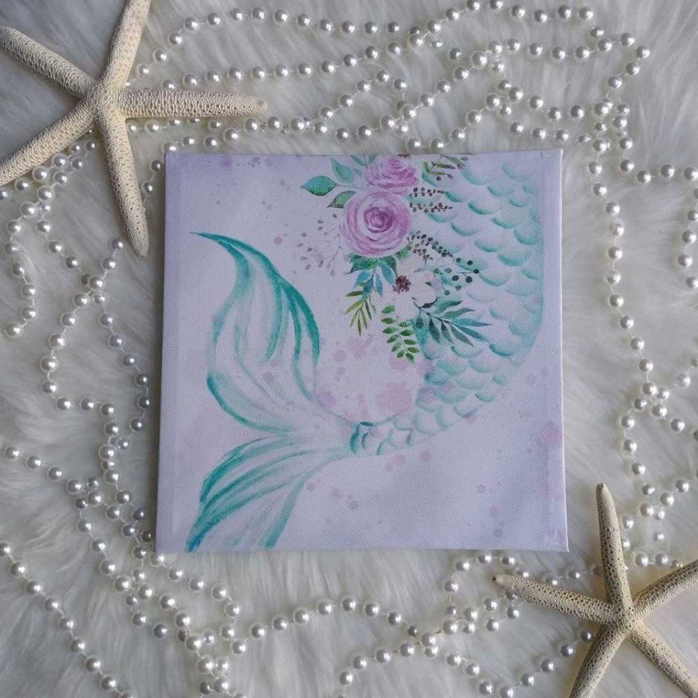 Floral Mermaid Tail Canvas Wall Art